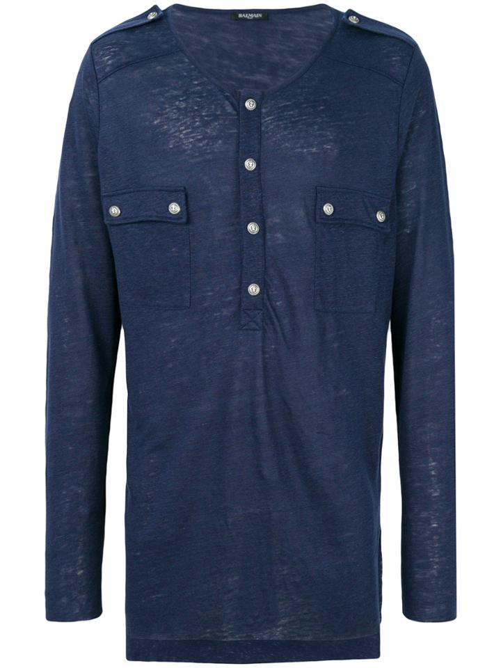 Balmain Henley Top - Blue