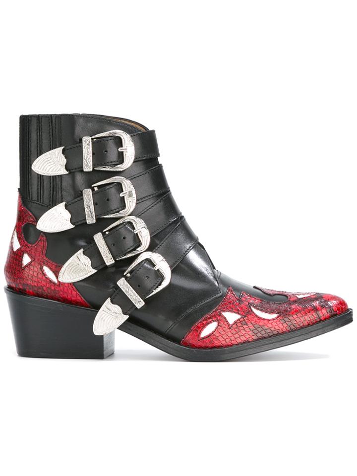 Toga Pulla Western Buckle Ankle Boots - Black