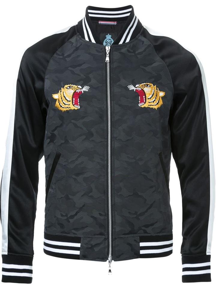Guild Prime Tiger Embroidered Bomber Jacket, Men's, Size: Medium, Black, Cotton/nylon