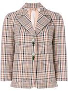 No21 Check Fitted Jacket - Nude & Neutrals