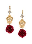 Dolce & Gabbana Filigree Crown Rose Drop Earrings - Metallic