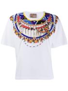 Pinko X Stella Jean Hashtag Embroidered T-shirt - White
