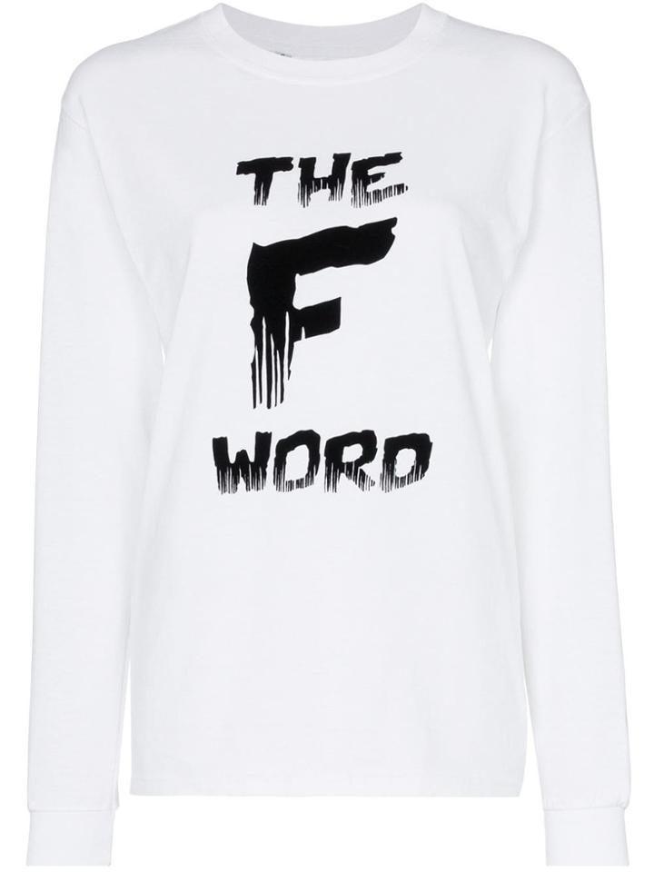 Ashish The F Word Long Sleeve Cotton T-shirt - White