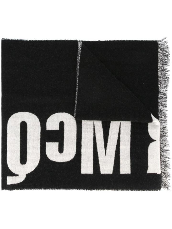Mcq Alexander Mcqueen Colour Block Logo Scarf, Men's, Black, Polyamide/wool/virgin Wool