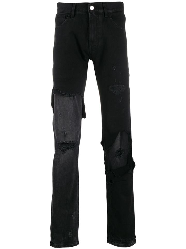 Raf Simons Destroyed Slim-fit Jeans - Black