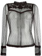 Red Valentino Sheer Blouse, Women's, Size: 40, Black, Cotton/polyester/silk