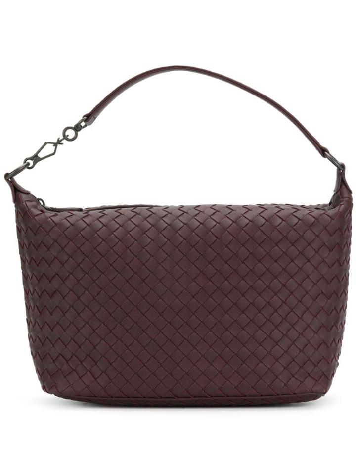 Bottega Veneta Dark Barolo Intrecciato Nappa Small Shoulder Bag - Red