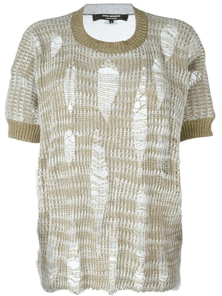 Junya Watanabe Comme Des Garçons Distressed Knit Top, Women's, Size: M, Nude/neutrals, Cotton/linen/flax/nylon/polyester