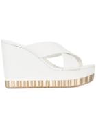 Salvatore Ferragamo Flower Heel Wedges - White