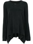 Mm6 Maison Margiela Flared Long-sleeve Top - Black