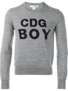 Comme Des Garçons Shirt Boy Crew-neck Logo Sweater, Size: Small, Grey, Wool