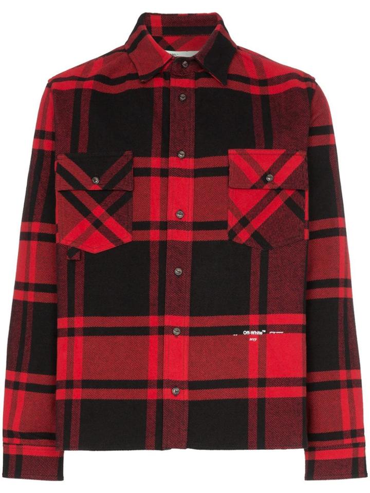 Off-white Check Print Cotton Blend Shirt - Black