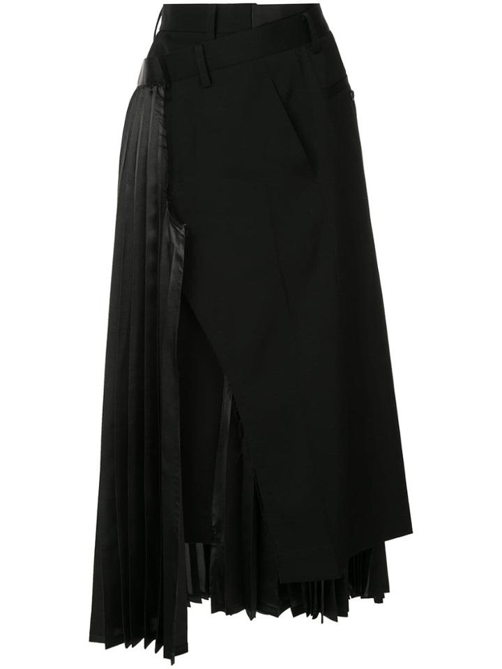Junya Watanabe Pleated Asymmetric Skirt - Black