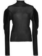 Caroline Constas Puff-shoulder Ribbed Jumper - Black