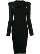 Balmain Cut-out Knitted Midi Dress - Black