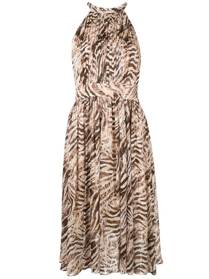 Elie Tahari Dominica Animal Print Halter Dress - Brown