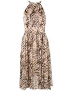 Elie Tahari Dominica Animal Print Halter Dress - Brown