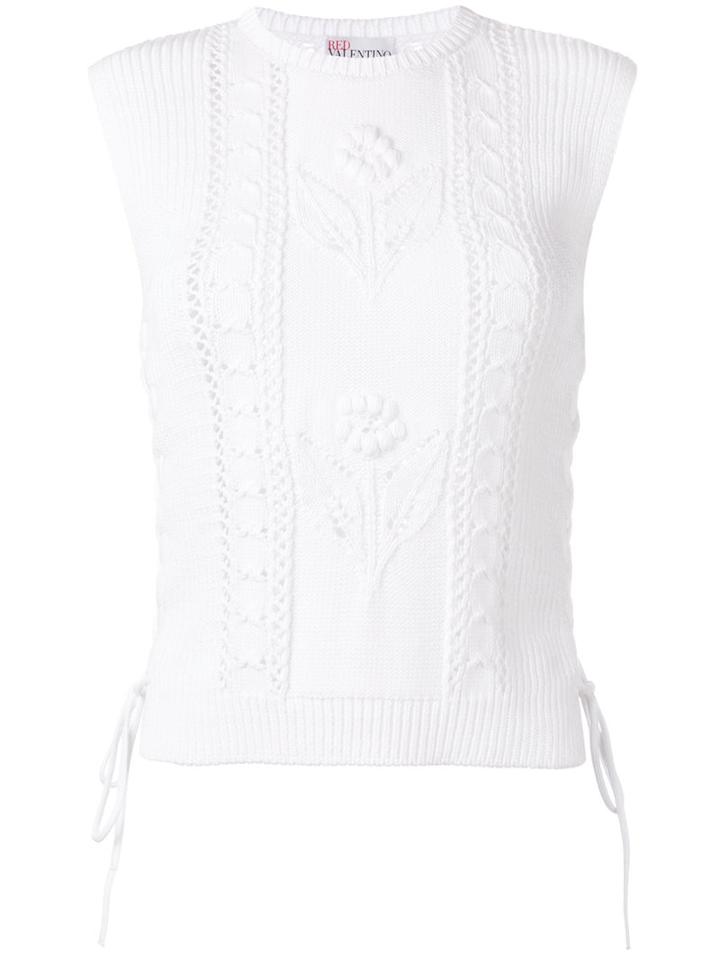 Red Valentino Lace-detail Knitted Top, Women's, Size: Xs, White, Cotton