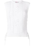 Red Valentino Lace-detail Knitted Top, Women's, Size: Xs, White, Cotton
