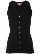 Michael Kors Buttoned Knitted Vest, Women's, Size: Xs, Black, Wool/nylon/spandex/elastane