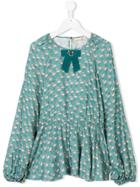 Elisabetta Franchi La Mia Bambina Teen Flamingo Print Blouse - Blue