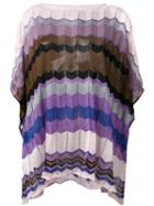 Missoni - Patterned Poncho - Women - Cotton/polyester/viscose - One Size, Pink/purple, Cotton/polyester/viscose
