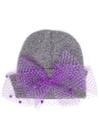 Silver Spoon Attire Bow Lace Mesh Beanie, Women's, Pink/purple, Acrylic