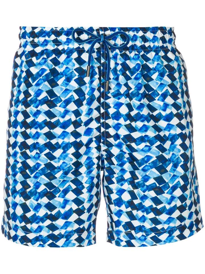 Ermenegildo Zegna Printed Medium Swim Shorts - Blue