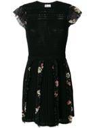 Red Valentino Floral Frill Dress - Black