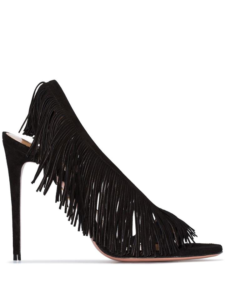 Aquazzura Wild Fringe 105mm Sandals - Black