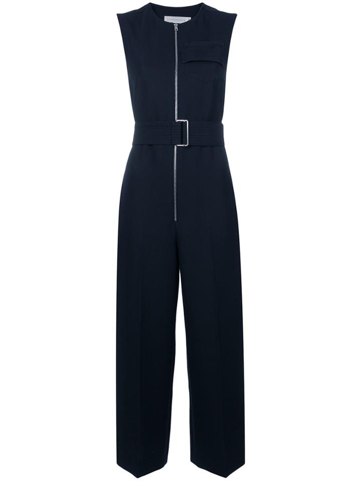Victoria Beckham Sleeveless Belted Jumpsuit - Blue