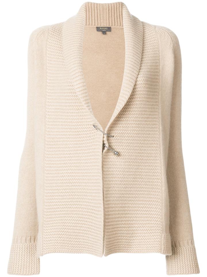 N.peal Crocodile Cardigan With Pin Fastening - Nude & Neutrals