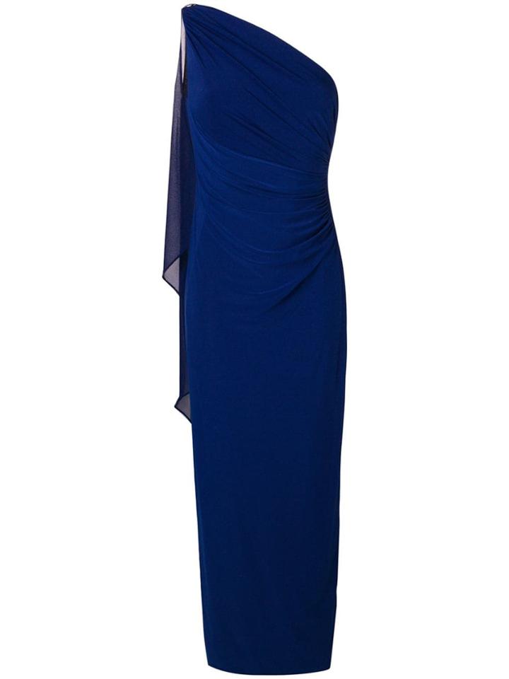 Lauren Ralph Lauren One Shoulder Evening Dress - Blue