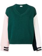 Mrz Contrast Panel Knitted Sweater - Green