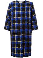 Marni Boucle Plaid Coat, Women's, Size: 40, Blue, Cotton/wool