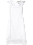 Twin-set Frill Sleeve Shift Dress - White