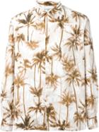 Saint Laurent Palm Tree Print Shirt, Men's, Size: M, Brown, Cotton