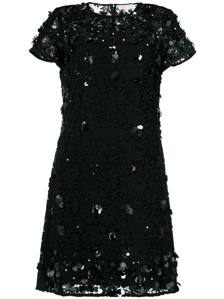 Michael Michael Kors Floral Appliqué Lace Dress - Black