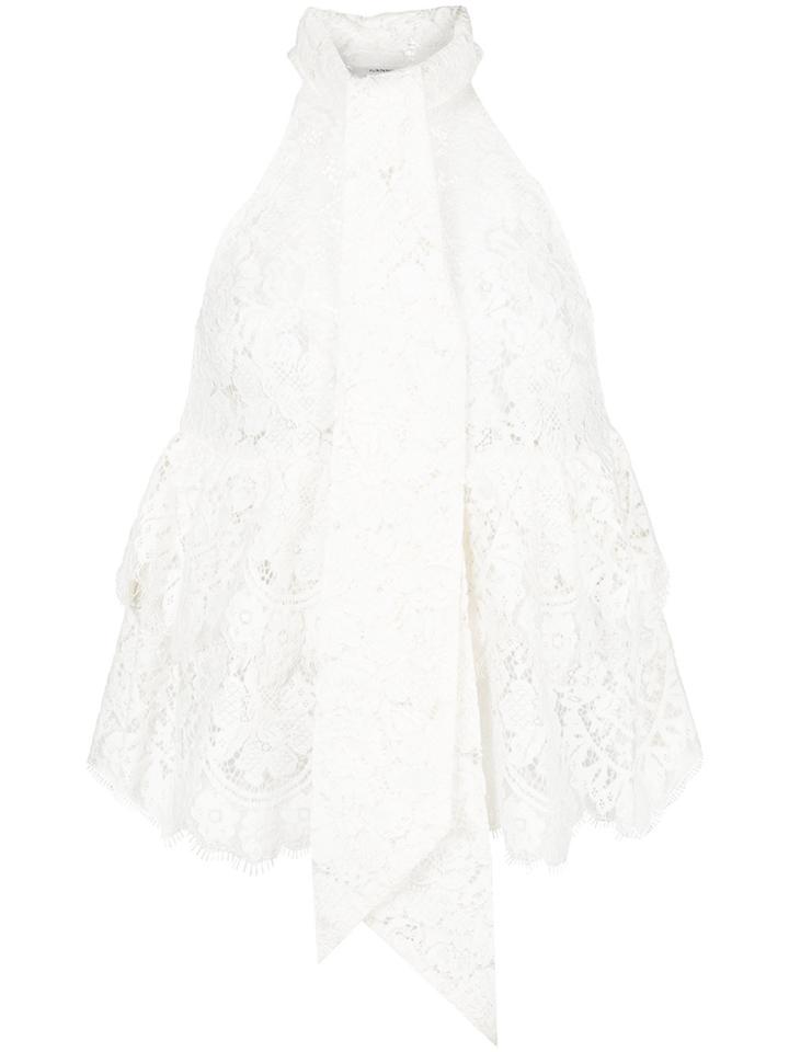 Ganni Eyelash Lace Halterneck Top - White