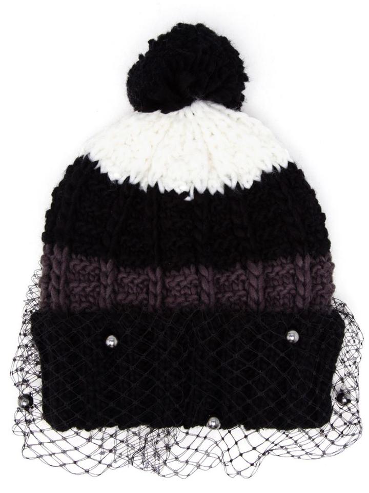Silver Spoon Attire 'chenielle Stripe Pom-pom' Beanie, Women's, Black, Acrylic