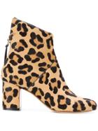Francesco Russo Leopard Print Ankle Boots - Brown