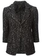 Agnona Woven Boucle Jacket, Women's, Size: 44, Black, Cotton/linen/flax/cupro