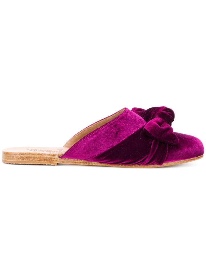 Ancient Greek Sandals Pasoumi Bow Mules - Pink & Purple