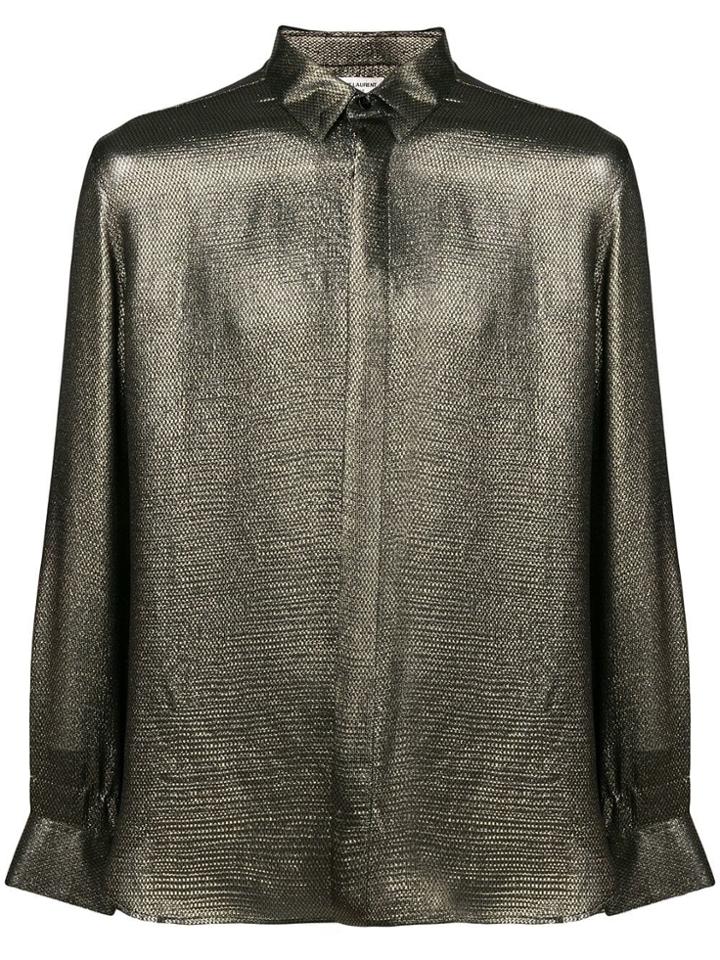 Saint Laurent Metallic Concealed Shirt - Black