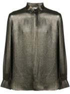 Saint Laurent Metallic Concealed Shirt - Black