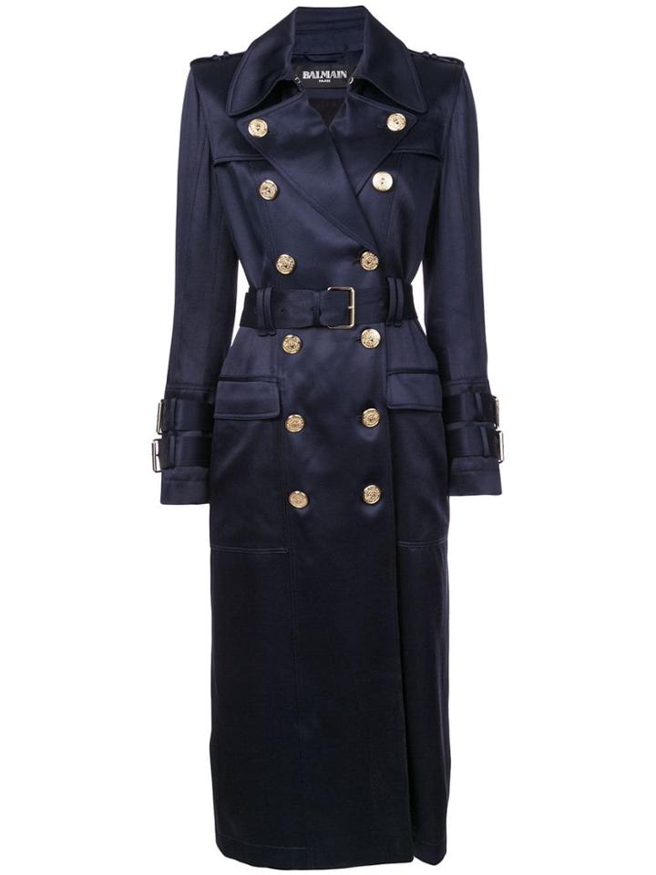 Balmain Double Breasted Coat - Blue