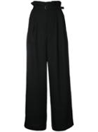 G.v.g.v. - Pleated Wide Trousers - Women - Polyester - 36, Women's, Black, Polyester