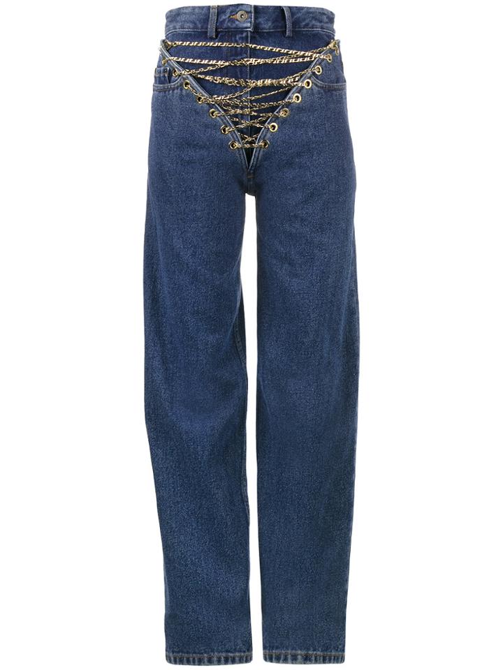 Y / Project High Waisted Jeans With Chains - Blue