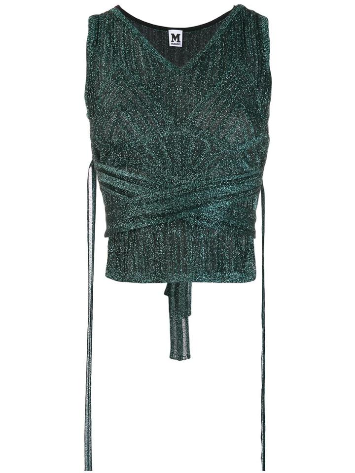 M Missoni Lurex Knit Cropped Top - Green