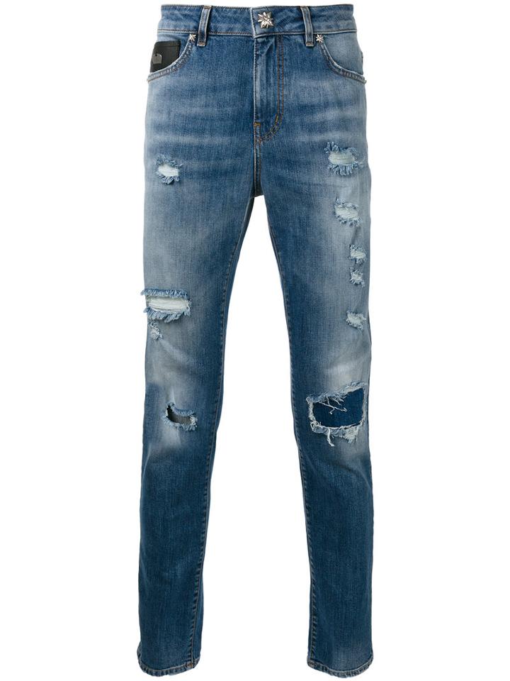 John Richmond - 'alvorada' Ripped Skinny Jeans - Men - Cotton/spandex/elastane - 48, Blue, Cotton/spandex/elastane